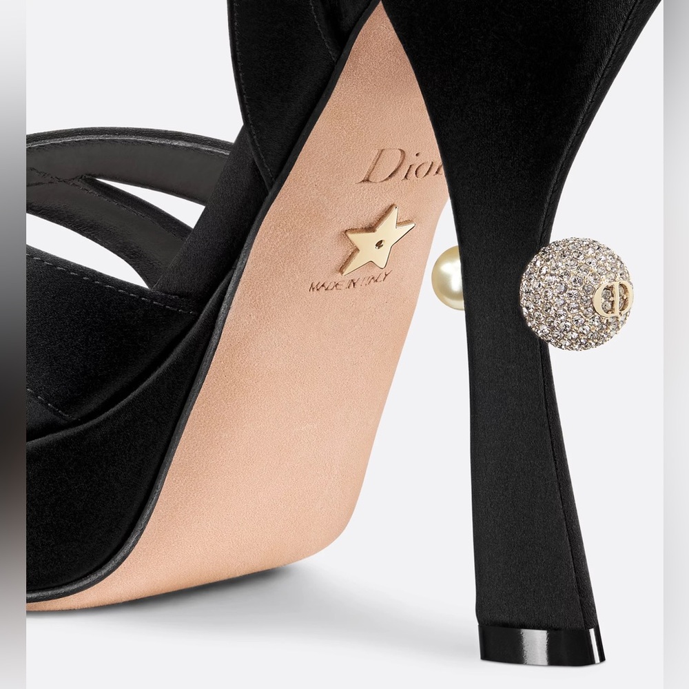 Dior Black Heels Sophisticated Style Tribales Black Satin Sandal😍 - Picture 2 of 6